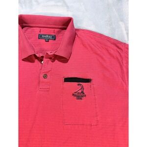 Pinehurst Collection Men's XL Red Striped Golf Polo Shirt with Pocket Embroidery